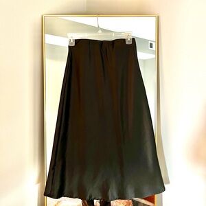 Satin black mid length skirt